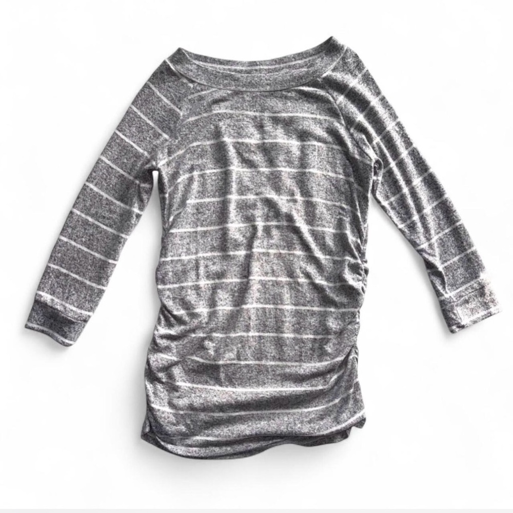 Market & Spruce Maternity Striped Ruched Side Long Sleeve Top - L